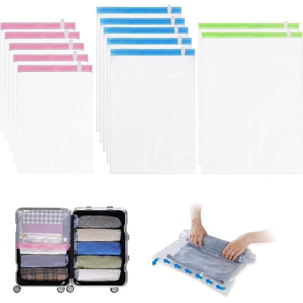 圧縮袋 旅行 衣類圧縮袋 約80％圧縮 真空あっしゅく袋 洋服 ダウン アウター 掃除機不要 (グリ...