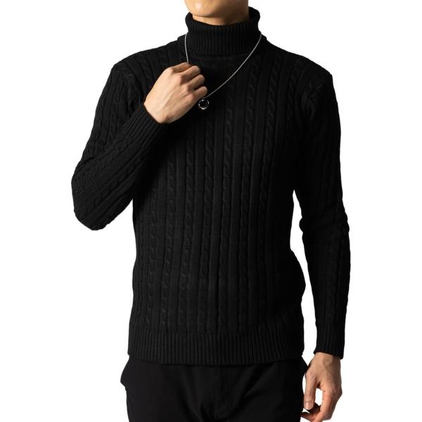 チクチクしない ニット セーター メンズ タートルネック タートルニット カジュアル 長袖 ロング ...