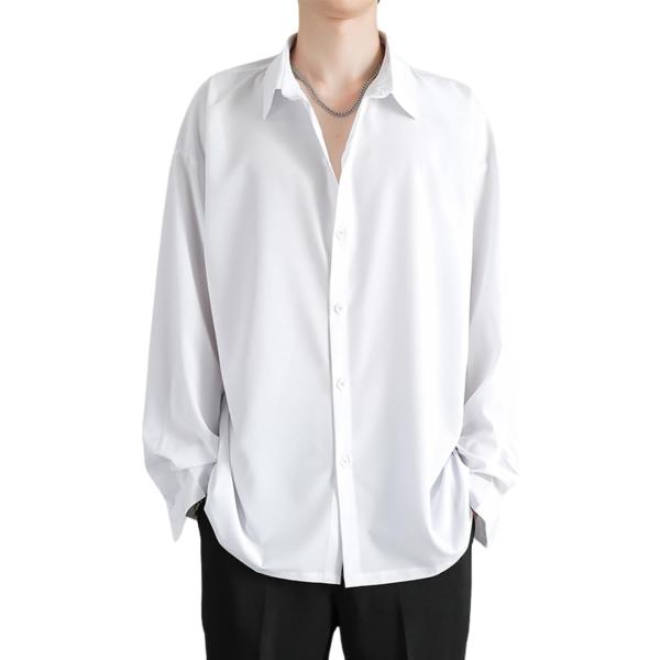 ゆったりシルエット シャツ メンズ 長袖 半袖 ノンアイロン カジュアル トップス シンプル おしゃ...
