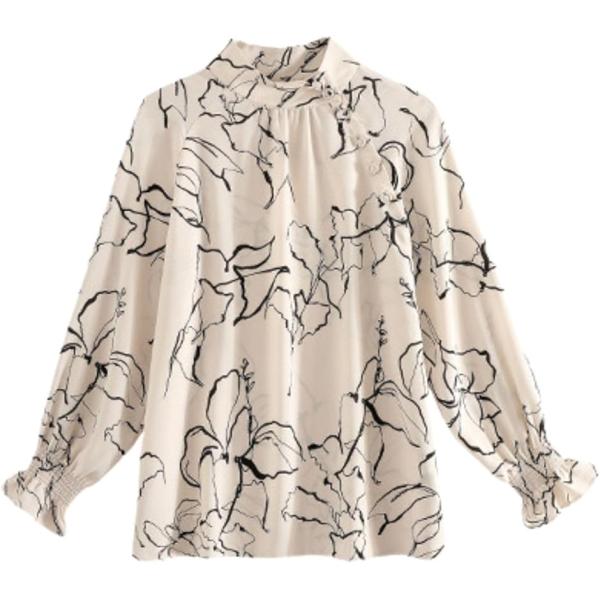 エリクシオ ブラウス トップス レディース 長袖 きれいめ 上品 華やか スタンドカラー ハイネック...