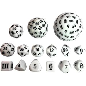 100面ダイス 百面ダイス 多面体サイコロセット 15個入り (ホワイト