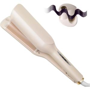 ヘアアイロン カール ウェーブアイロン 32mm 5段温度調節 140℃〜230℃ マルチマイナスイオン やけど防止(カーキ色)