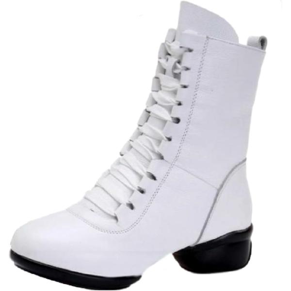 ダンスシューズ ブーツ 編み上げ ジャズダンス ヒップホップ 25cm(ホワイト,  25.0 cm...