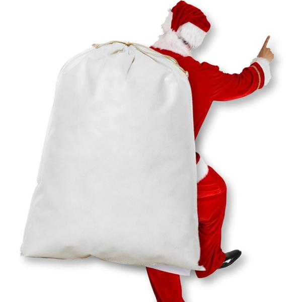 サンタクロース 袋 特大 大きめ クリスマス袋 大きサイズ(ホワイト,  大(90x60))