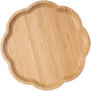 木製トレー お盆 木製トレイ カフェトレー おしゃれ ランチトレー(ウッド調, 長さ25cm x 幅25cm x 高さ2cm)