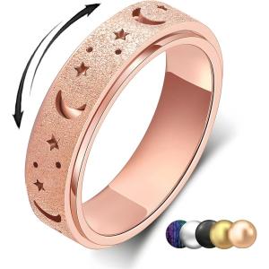 リング フィジェットリング ステンレス 指輪 ペアリングにも ルナシェ(ローズゴールド, 6)