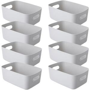 収納ボックス 8個 (グレー) 17x24x10cm