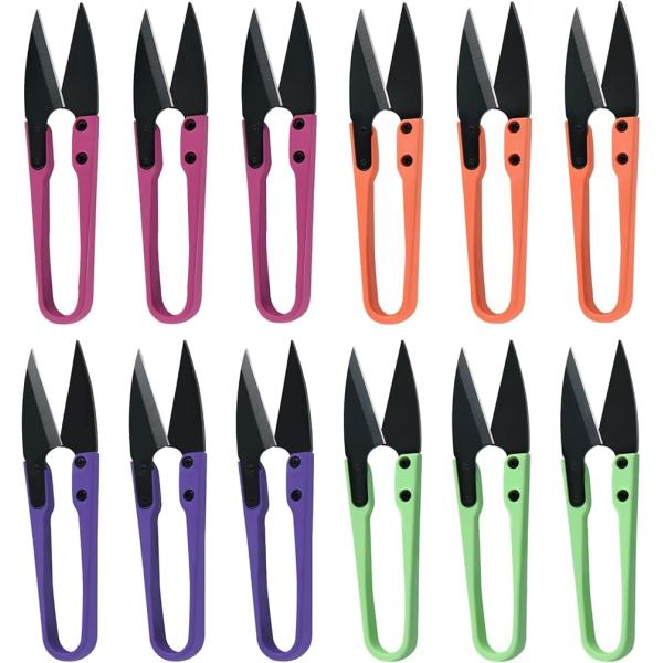 12個セット 糸切りバサミ 握りはさみ 芽と葉のトリマー 糸切り機 字型はさみ 裁縫はさみ 縫製はさ...