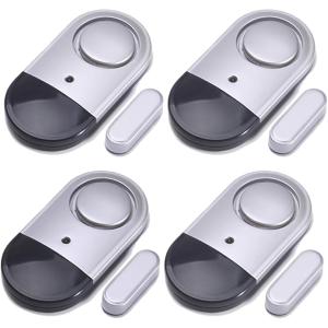 防犯アラーム 薄型 大音量 4個 (シルバー)