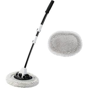 洗車モップ ブラシ 15°曲げ ３段階長さ調整可能 60cm 85cm 112cm 大型車の洗車も楽々 柔らかい( 本体＋モップヘッド)