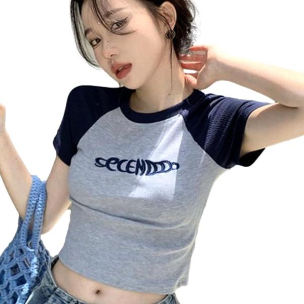Tシャツ 半袖 丸首 可愛い カットソー シンプル おしゃれ レディース ストレッチ 夏 スリム ト...