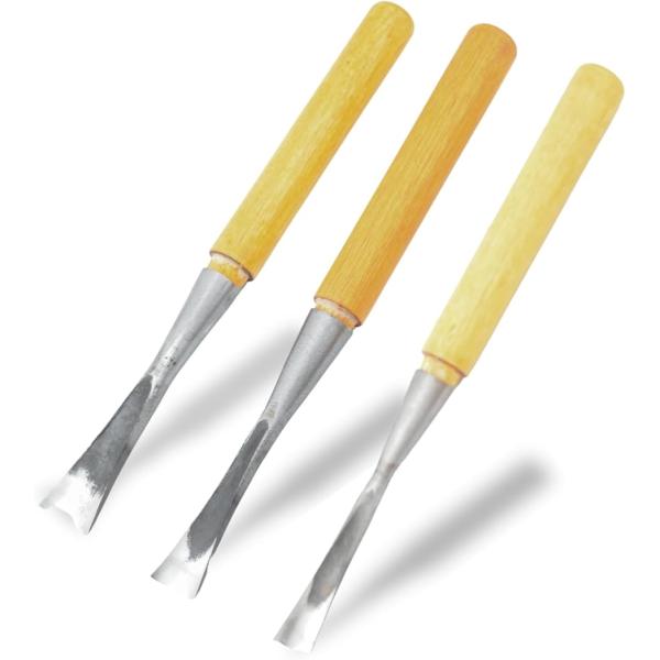 彫刻刀 カービングナイフ ノミ 木工 木彫り 版画 DIY お皿 スプーン(シルバー,  3本セット...