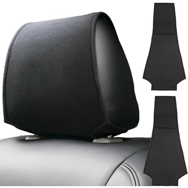 【互換品】 ヘッドレストカバー 車 シートカバー ヘッドカバー 後付け ポケット付き 2個セット