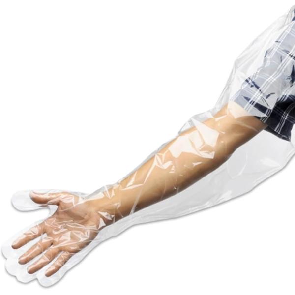 使い捨て ロング手袋 ビニール手袋 ポリエチレン アームロンググローブ 左右兼 介護用手袋 掃除 獣...