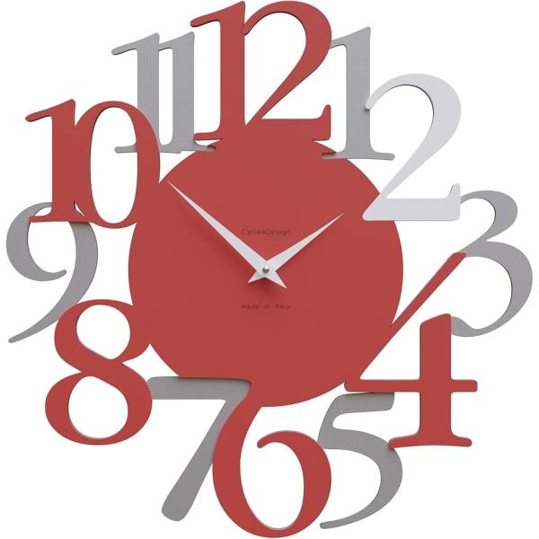 イタリア工房の熟練職人による手作り掛時計 壁掛け時計 Russell ファイアリーレッド サイズ44...