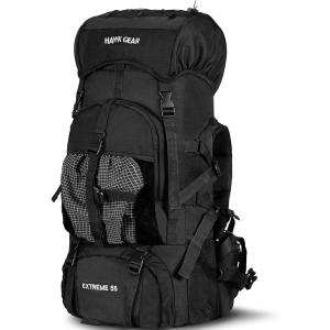 バックパック 55L 防水 大容量 レインカバー ザック 長期旅行 防災 災害(ジェットブラック,  Free Size)
