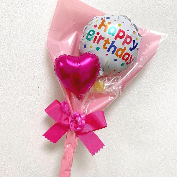 ミニメッセージキャンディバルーンブーケ Happy birthday-pink( Happy bir...