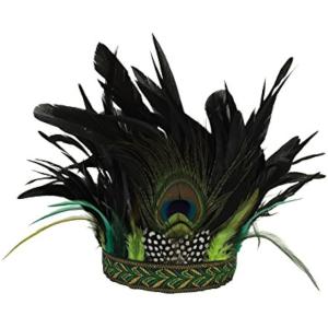 本格 高級 インディアン 羽根飾り ヘッドドレス 大羽根 タイプ 2点セット 頭羽根飾り＋ベネチアンマスク