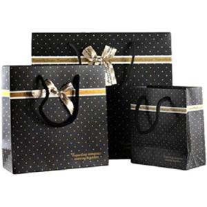 pkpohs ギフトバッグ 5枚セット + メッセージカード 選べる サイズ カラー プレゼント ラッピング(ドットブラック, L)