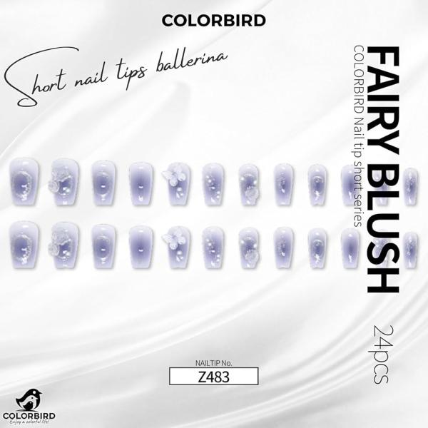 ネイルチップ ショート 24枚 付け爪 短め 可愛い バレリーナ スクエア(青,  ショート)