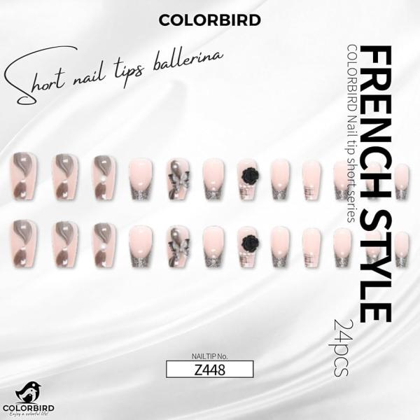 ネイルチップ ショート 24枚 付け爪 短め 可愛い バレリーナ スクエア(黒,  ショート)