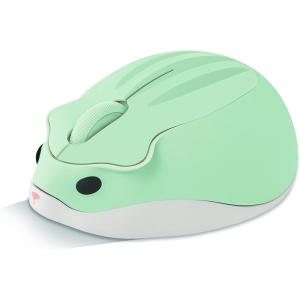 無線 小型 2.4Ghz ワイヤレスマウス ハムスターの形 静音マウス 軽量 電池式 緑( グリーン)