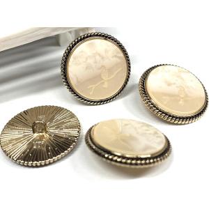 ボタン 飾りボタン 25ｍｍ アンティークな小鳥のボタン 4個 ハンドメイド 材料 金属ボタン 服飾小物( アイボリー,  25mm)｜horikku