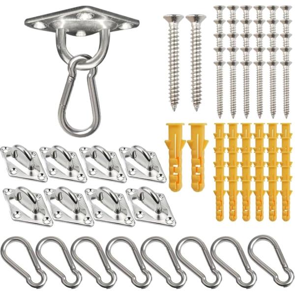 アイプレート パッドアイ ステンレス 天井フック 吊り下げ 金具 カラビナ付属 8個セット