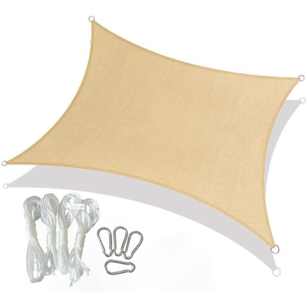 日除け シェード 屋外 オーニング UVカット 通気性 水が溜まらない 防塵 落葉防止 ベージュ M...