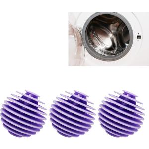 ランドリーボール ドライヤーボール 洗濯ボール 3個セット ドラム式 洗濯機 乾燥機 絡み防止 ほこり取り( パープル)