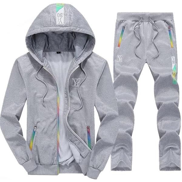 アスペルシオ 長袖 スエット パーカー 2点セット フード付き メンズ(グレー,  3XL)