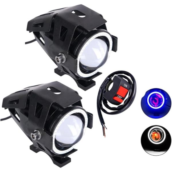 フォグランプ バイク 汎用 LED プロジェクター ヘッドライト 丸型 防水 切替( ホワイト)