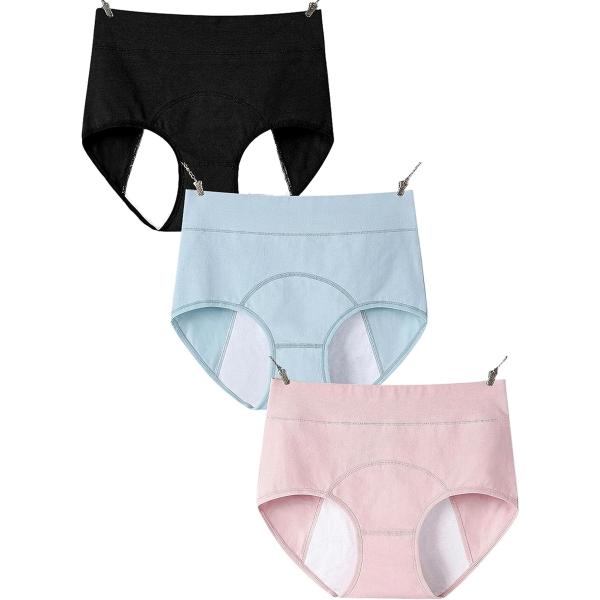 サニタリーショーツ 生理用ショーツ 吸水ショーツ 防水 3枚セット レディース / XXXXL( 黒...