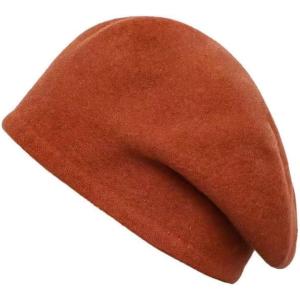 母の日 ウール帽子 ベレー帽 ビーニー 形を変えられる 3WAY帽子 ウール100％ 男女兼用 MDM( ダークオレンジ,  58.0 cm)｜horikku
