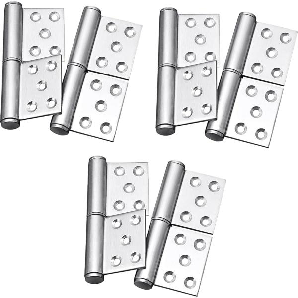 旗蝶番 フラグヒンジ ドアバット丁番 ステンレス製 360度回転 2個入 6本 (フラグヒンジ5in...