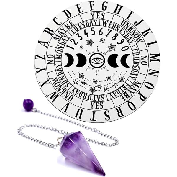 ダウジングセット ペンデュラムシート ペンジュラムマット 振り子 水晶 25cm 占い プロビデンス...