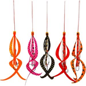 タイラバ 極細ネクタイ 夜光 グローキャップ フック付き(混合カラー2