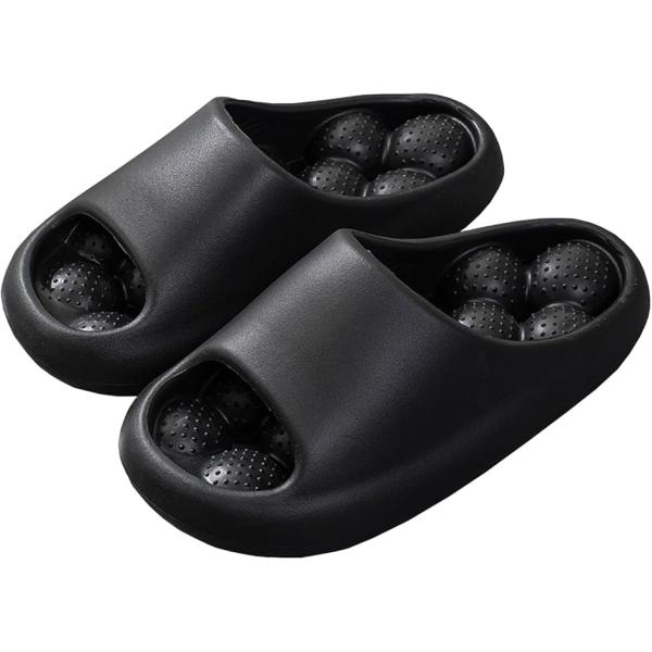健康サンダル スリッパ 足ツボ メンズ 室内 外履き 25.0-25.5(ブラック,  25.0〜2...
