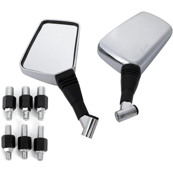 【互換品】バイク ミラー 左右セット 8mm 10mm 正ネジ 逆ネジ 取り付け 角度調節 汎用タイ...