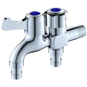 蛇口 洗濯機 二股蛇口 2口水栓 合金 二口横水栓 G1 / 2in 表面処理