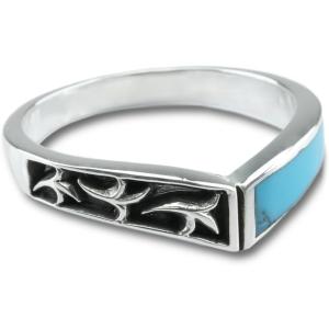 シルバーリング ターコイズ メンズ シルバー925アラベスク ズニ族