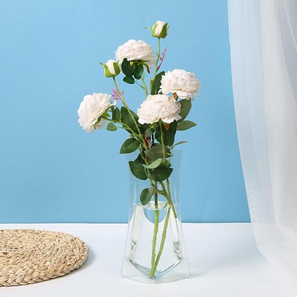 花瓶 折り畳み花瓶 持ち運び花瓶 プラスチック花瓶 軽量 簡易 5枚セット( クリア5枚セット)