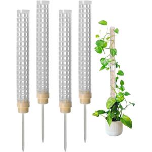 モスポール 支柱 4本セット 連結可 観葉植物 プラスチック ホワイト( White)｜horikku