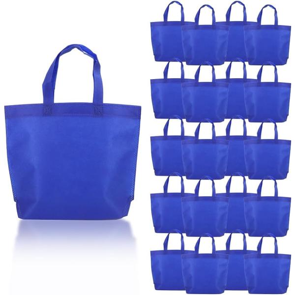 書類バッグ 買い物袋 A4サイズ 20枚セット 横長 マチ付き 不織布 耐久性 MDM( ブルー)