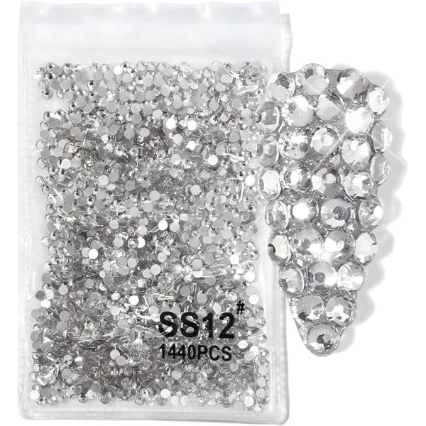 ラインストーン ガラス製 ネイルパーツ クリアー 3.0mm 1440個(クリアー 3.0mm 14...