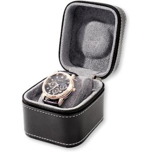腕時計 ケース 四角 1本 収納 ウォッチ ボックス レザー 携帯 旅行 出張 持ち運び 保護 化粧箱( ブラック)｜horikku