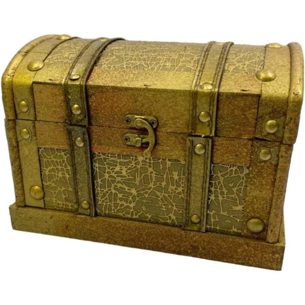 アンティーク風 宝箱 木製 ゴールド 収納ボックス レトロ インテリア トランク 木箱 海賊 小物入...