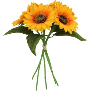 ひまわり 造花 人工観葉植物 枯れない花 向日葵 お祝い プレゼント 花束 1束5本入り