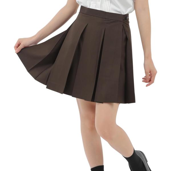 ボックス プリーツスカート 42cm 学生 制服 箱ヒダ スクール 女子高生( ダークブラウン,  ...