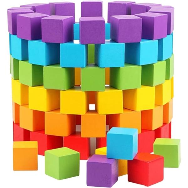積み木 立方体 木製 キューブ 小学生 算数 色付き 小さい 100個セット
